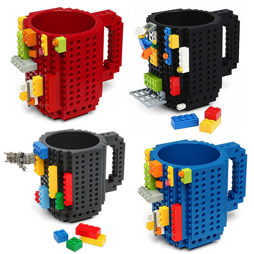 1 Piece Build a Brick Mug Building Blocks Coffee Cups Frozen Coffee Mug DIY Block Puzzle Lego Mug 12oz 350 ml Christmas Gift