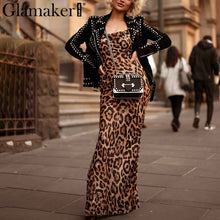 Glamaker Leopard print sexy women long dress Bodycon strap christmas winter dress Elegant backless maxi party vintage dress 2018