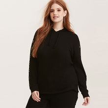 Kissmilk Plus Size Autumn 2018 Tops For Lady O Neck Rivet Women Normcore Slim Handsom Casual Streetwear Black Sweatshirt