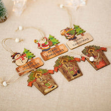 Christmas Tree Wooden Pendants Ornaments Santa Snowman Home Decor Christmas Party Decorations LBShipping