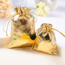 50pcs Christmas Tree Decorations Gold Silver Christmas Bag Gift Bags Metallic Foil Organza Pouches Wedding Party Favor Gift Bags