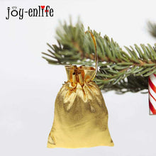 50pcs Christmas Tree Decorations Gold Silver Christmas Bag Gift Bags Metallic Foil Organza Pouches Wedding Party Favor Gift Bags