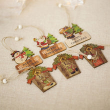 1Pcs Diy Wooden Pendants Ornaments Christmas Wood Craft Xmas Tree Ornaments For Home Decor Christmas Party Decorations Kids Gift