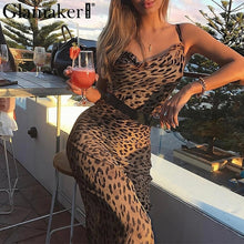 Glamaker Leopard print sexy women long dress Bodycon strap christmas winter dress Elegant backless maxi party vintage dress 2018