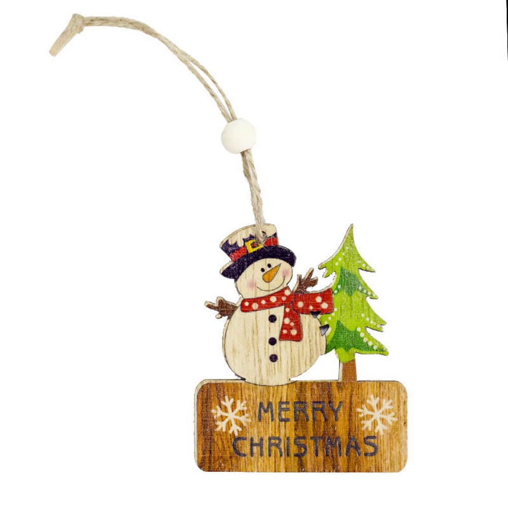 Christmas Tree Wooden Pendants Ornaments Santa Snowman Home Decor Christmas Party Decorations LBShipping