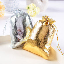 50pcs Christmas Tree Decorations Gold Silver Christmas Bag Gift Bags Metallic Foil Organza Pouches Wedding Party Favor Gift Bags