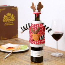 Christmas Decorations Wine Bottle Sweater Cover Bag Santa Claus Knitting Hats For New Year Xmas Home Dinner Party Decoration