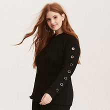 Kissmilk Plus Size Autumn 2018 Tops For Lady O Neck Rivet Women Normcore Slim Handsom Casual Streetwear Black Sweatshirt