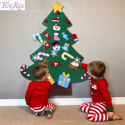 FENGRISE Kids DIY Felt Christmas Tree Decorations Xmas Hanging Ornaments Home Decor Happy New Year 2019 Children Christmas Gift