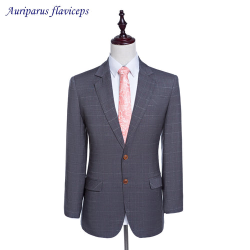 2018 Gray Jacket Groom Tuxedos Damier Check Blazer 2 Buttons Jacket As Men Clothes Custom Made Suit Jacket1 Piece