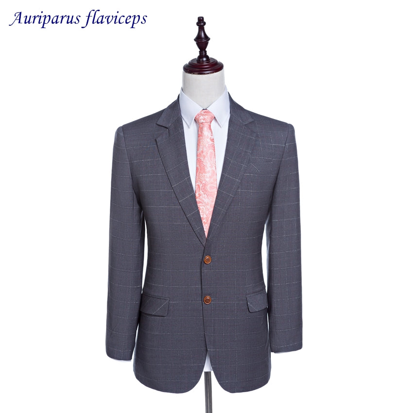 2018 Gray Jacket Groom Tuxedos Damier Check Blazer 2 Buttons Jacket As Men Clothes Custom Made Suit Jacket1 Piece
