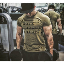 YEMEKE Summer muscle fitness brothers all-cotton short sleeve T-shirt breathable men's casual fitness clothes