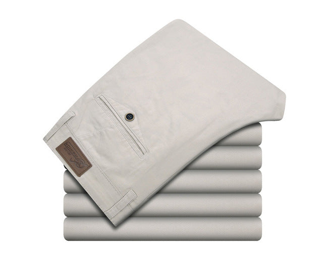 Men's Classic Casual Khaki Pants Men Business Dress Slim Fit Elastic Jogger Long Trousers Male Clothing Cotton Work Pant Black